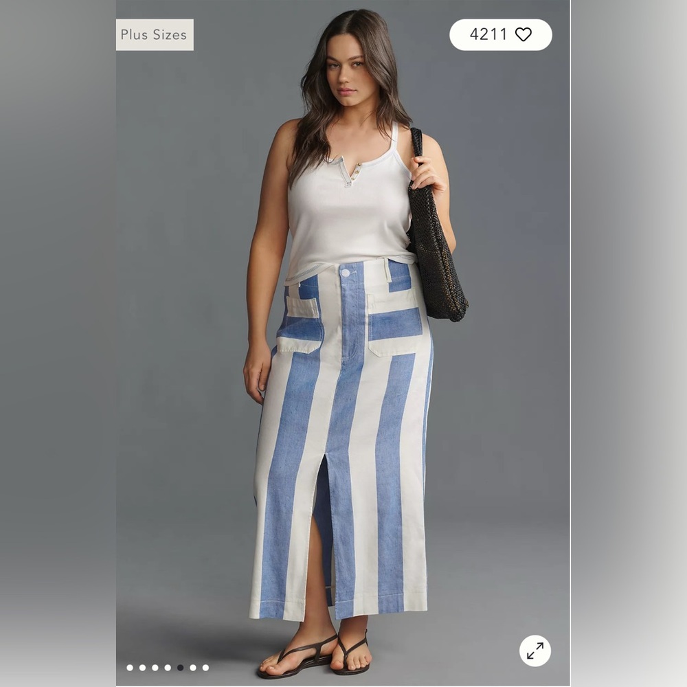 NWT Anthropologie The Colette Maxi Skirt by Maeve Preppy Stripe Large - Picture 5 of 9